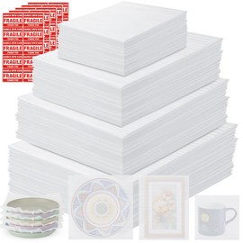 250 Packaging Supplies,200 Pack Foam Pouches and Sheets,3 Sizes(12"x12", 12"x7.5", 7.5"x7.5") with 50 Fragile Stickers,Cushion Foam for Moving,Packing,Transportation,Storage