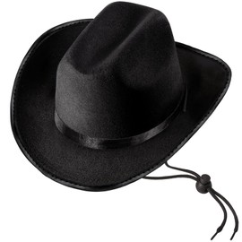 MEMOVAN Black Cowboy Hat Western Cowgirls Hats for Boys Girls Felt Cowboy Hat Retro Wide Brim Western Hat