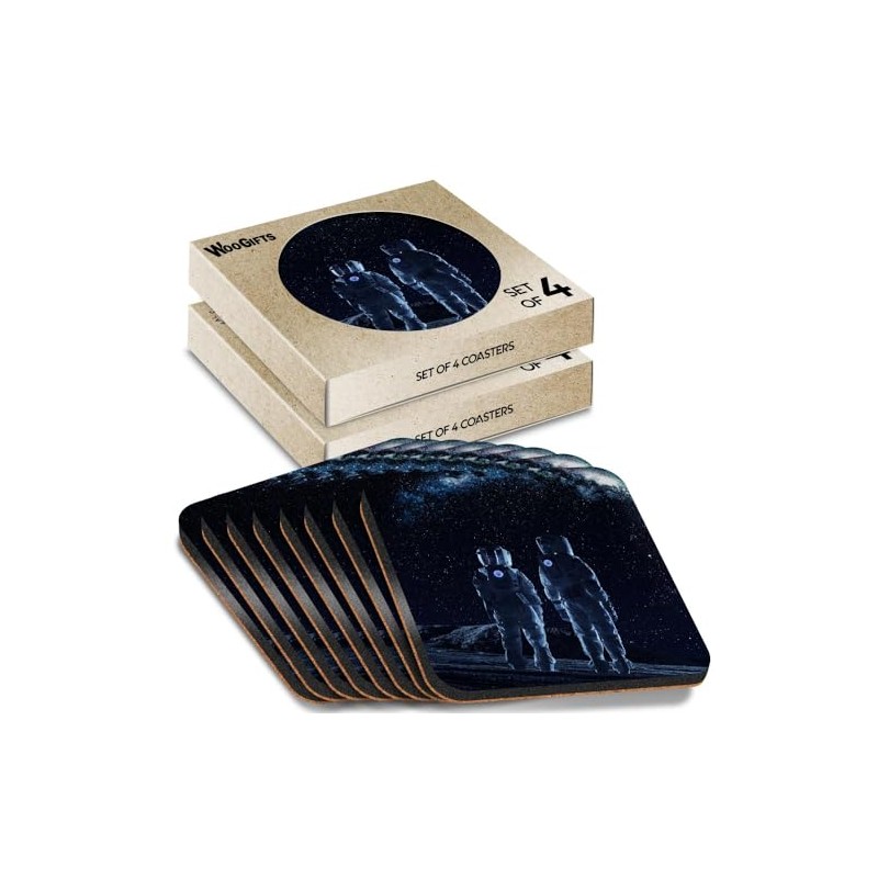 8 x Square Coasters - Lost In Space Astronauts Milky