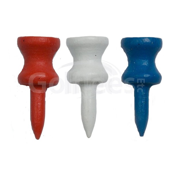 Golf Tees Etc 1" Step Down Tees - Pack of 100 (Red/White/Blue Mix)