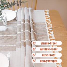 Vonabem Table Cloth Tassel Cotton Linen Table Cover for Kitchen Dinning Wrinkle Free Tablecloths Rectangle/Oblong (58''x86'', 6-8 Seats, Coffee)