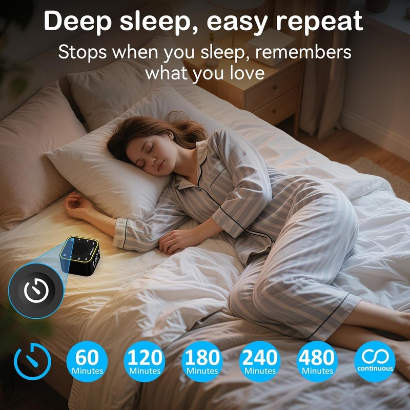 Sound Machine with Alarm Clock: 30 Non-Looping Sleep Sounds -