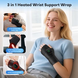 Wrist Heating Pad, Heated Wrist Wrap for Left Hand, Heated Wrist Brace for Men Woman, Corded and Cordless Heating Pad for Wrist