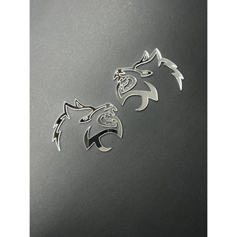 Emblem Badge Mirror Wolf Badges Emblem Car/Truck, (2) BADGES, Fender