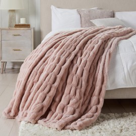 Springtree Home Springtree Home Pink Micro Plush Throw Blanket | 50" x 60" | Ultra Plush Faux Fur | Perfect for Couch & Gifting