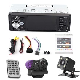 Car MP5 Player, 4.1 Inch HD Bluetooth Radio Hands-Free Car MP5 Player Video Playback FM Radio AUX Memory Card USB Remote Control (with Camera)