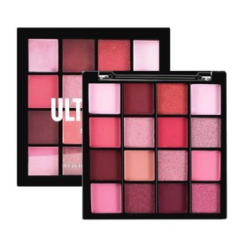 16 Colour Eyeshadow Palette, Shimmering Eyeshadow Palette, Matte and Glittering Eyeshadow Palettes, Waterproof, Highly Pigmented Eye Make-Up (Pink Red)