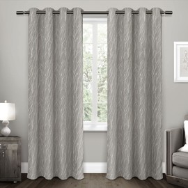 EXCLUSIVE HOME Forest Hill Woven Room Darkening Blackout Grommet Top Curtain Panel Pair, 52"x96", Ash Grey