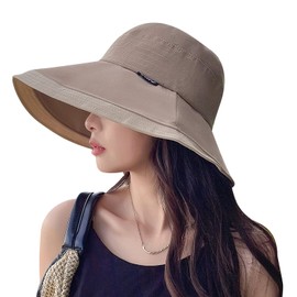 Sun Hats for Women with Wide Brim UPF 50 UV Sun Protection Foldable Summer Beach Hat Bucket for Walking Gardening Travel, kaki-03
