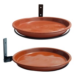 Molyorch 2 Pieces Bird Bath, Winterproof, Bird Feeder Balcony Railing, Bird Bath, Standing, Bird Feeder Balcony Railing, Round with Wall Mount, for Yard, Lawn, Balcony