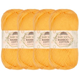 JubileeYarn Baby Soft Bamboo Cotton Yarn - 50g/Skein - Summer Sun - 4 Skeins