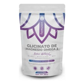 Glicinato de Magnesio 300 g Femzen para Mujer Con Omega 3 Colágeno Hidrolizado Inulina de Agave y Zinc Apoyo Integral al Bienestar Femenino 30 Porciones Sin Azúcar Alta Absorción