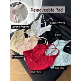 Danysu Sculpt Workout Tank Tops Women Longline Sports Bras Workout Tops for Women Light Support Strappy Padded Yoga Top V Neck Black XS