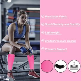 Novetec Calf Compression Socks for Men and Women (20-30 mmHg) - Support Stockings for Running, Cycling, Shin Splints Support, Travel (Pink, XL), pink