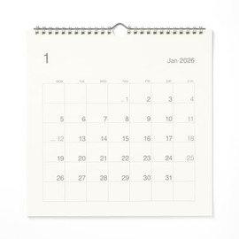 Muji 84854651 2026 Beginning Monday Calendar Large January - December 2026 Approx. 10.6 x 10.6 inches (270 x 270 mm) Wall Mounted