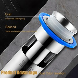 LamChyar Floor Drain Backflow Preventer, 304 Stainless Steel, Shower Drain Backflow Preventer with Hair Catcher, Sewer Odor Proof, Depth 4.13"