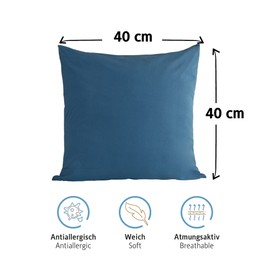 Komfortec 100% Cotton Cushion Covers, Set of 2, 40 x 40 cm, Super Soft Premium Jersey Pillowcase 150 g/m², Cushion Cover, Deep Sea Blue
