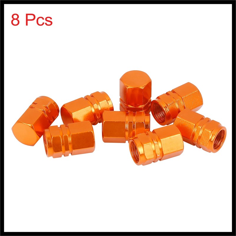 Hihaha 8pcs Orange Tire Stem Valve Caps Wheel Valve Covers
