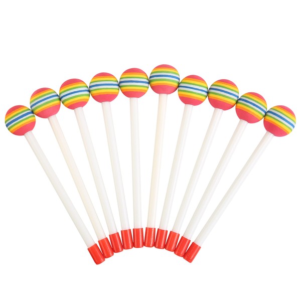 HILAZA 10 Pieces Drum Sticks Rainbow Lollipop Drumsticks Soft Foam
