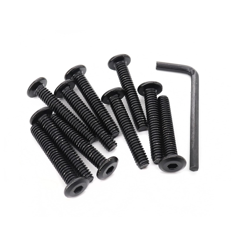 binifiMux 10pcs 1/4"-20 x 2-1/2" Black Rivet Countersunk Socket Cap