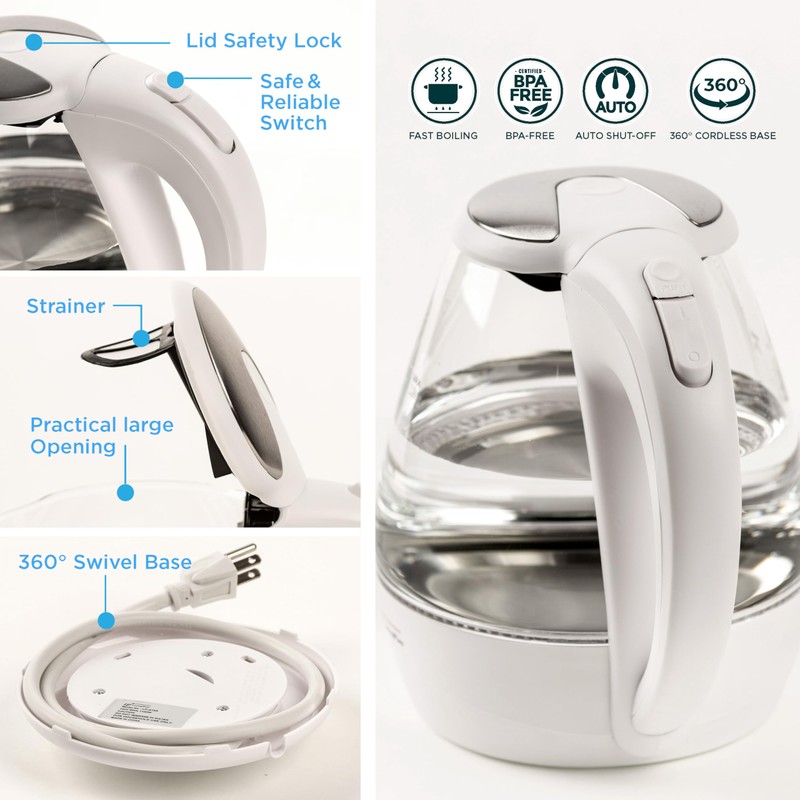 Living Plus 1.5 L Glass Electric Kettle - Fast Boiling,