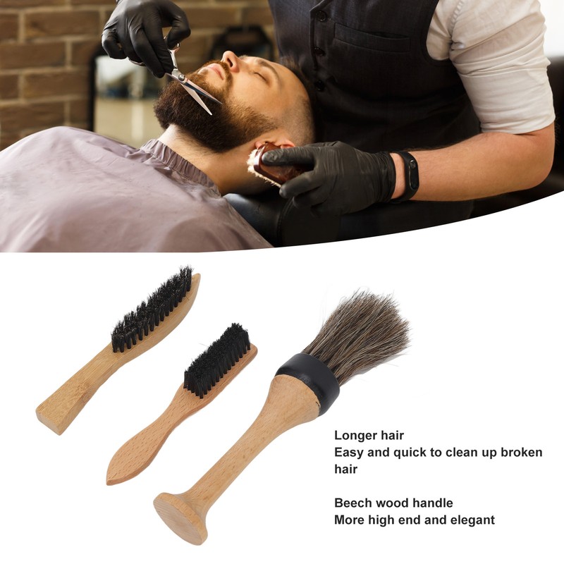3pcs Barber Brush Set Professional Soft Bristles Portable Barber Neck