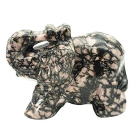 Ladeukoi Hand Carved Healing Crystal Elephant Figures, Lucky Bag Stone Animal Statue Sculpture Home Decoration, Rhodonite