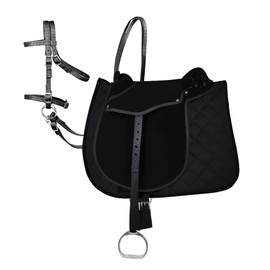 PFIFF 102292 Saddle Set Complete Equipment for Ponies and Wooden Horses / Plush Horses Black