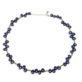 MUFANYOYO Natural Pearl S925 Sterling Silver Necklace, 6-9MM, Freshwater Black Pearls, 17 Inch Length, 0.24-0.35 Inch Beads