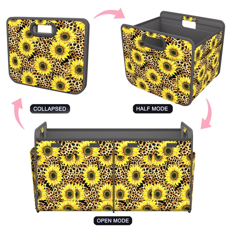 Homeve Trunk Organizer, Car Storage, Reinforced Handles, Collapsible Multi-Compartment Car