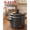 0.65Qt Mini Slow Cooker Ceramic Pot Support Dishwasher Safe, Black