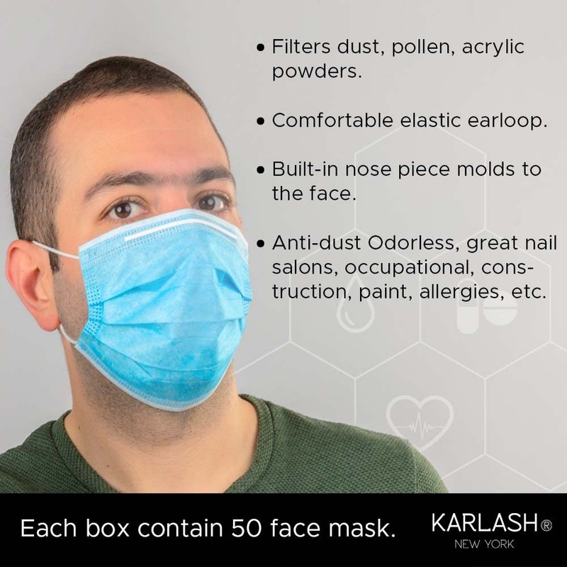 Karlash Disposable Face Mask, Pack of 50 Blue Mask (Pack
