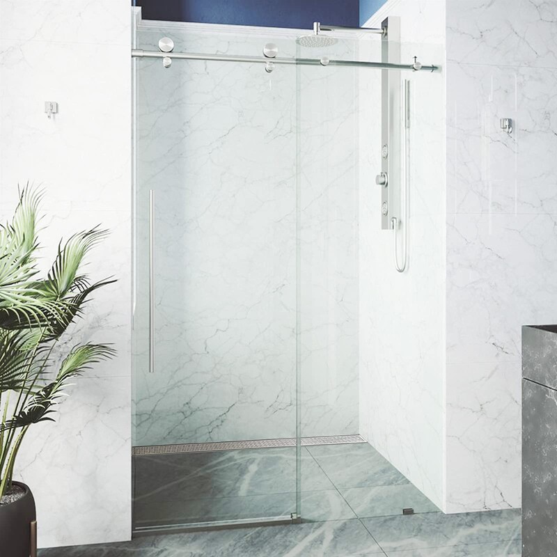 Neodrain 48-Inch Linear Shower Drain with Removable Quadrato Pattern Grate,Brushed