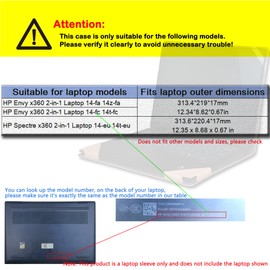 Cover Case for HP Envy x360 2-in-1 Laptop 14-FA 14z-FA & 14-fc 14t-fc &for HP Spectre x360 14-EU 14t-EU,PU Leather Protective Sleeve with Foldable Cooling Bracket (Dark Blue)