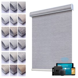 Weffort Motorized Window Shade,Work with HomeKit, 100% Blackout Smart Blind, Automatic Cordless Shades for Windows with Valance, Electric Remote Control Roller Blind for Home and Office, Fabric Sample