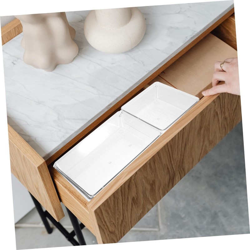 GRIRIW 7pcs Clear Plastic Drawer Organizer Versatile Storage Bins for