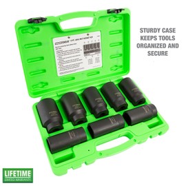 OEMTOOLS 37320 Axle Nut Socket Set, 6-Pt 1/2 Impact Socket Set, 8Pc Metric 1/2 Socket Set, Impact Socket Set 1/2 Drive for Axle Nuts, Impact Sockets 29mm to 39mm, Socket Sets Storage Case