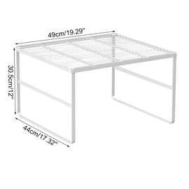 LIYIVNAA Kitchen Cabinet Storage Shelf Stackable Wire Spice Rack Organizer Heavy Duty Space Saver for Bathroom Bedroom Closet Laundry Room Office Countertop - White, Pack 1