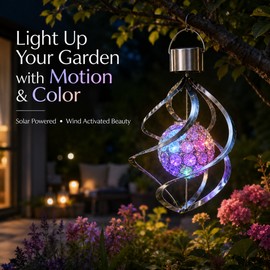 Solar Wind Spinner Light for Outdoor Decor – Color-Changing Hanging LED Garden Lamp for Yard & Flower Beds