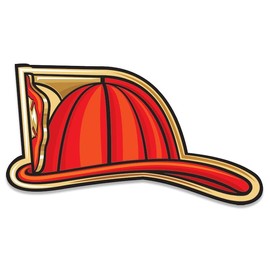 Side Firefighter Helmet Red and Gold Sticker (First Responder Vinyl Fire Department Decal for Cars, Laptop (3 x 5.5 inch)