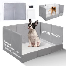 HQ4US 4LEGS Dog Litter Box, Pee Pad Holder Foldable, Indoor Dog Potty Tray for Puppy & Medium Dogs, High Walls, Seamless, No Assembly, Waterproof, Easy to Clean, No Spill,Portable for Travel