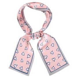 Allegra K Women's Thin Polka Dot Scarf, Ribbon, Heart Pattern, Neckerchief, Rectangle, Handkerchief, Hair Ornament, Pink