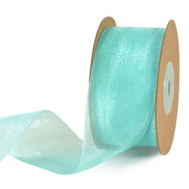 TONIFUL 1-1/2 Inch Turquoise Aqua Blue Organza Ribbon 25 Yards Sheer Chiffon Ribbons for Crafts Wedding Christmas Tree Decorations Valentine's Day Gift Wrapping Bow Making Floral Bouquets Wrapping