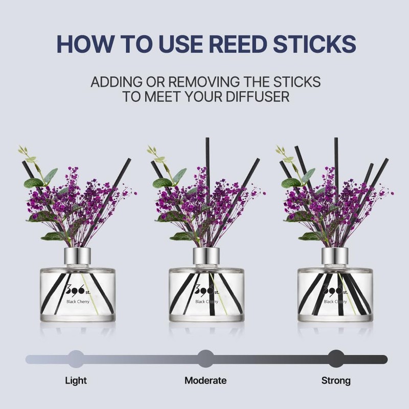 396 st. Preserved Baby's Breath Flower Reed Diffuser, Black Cherry,