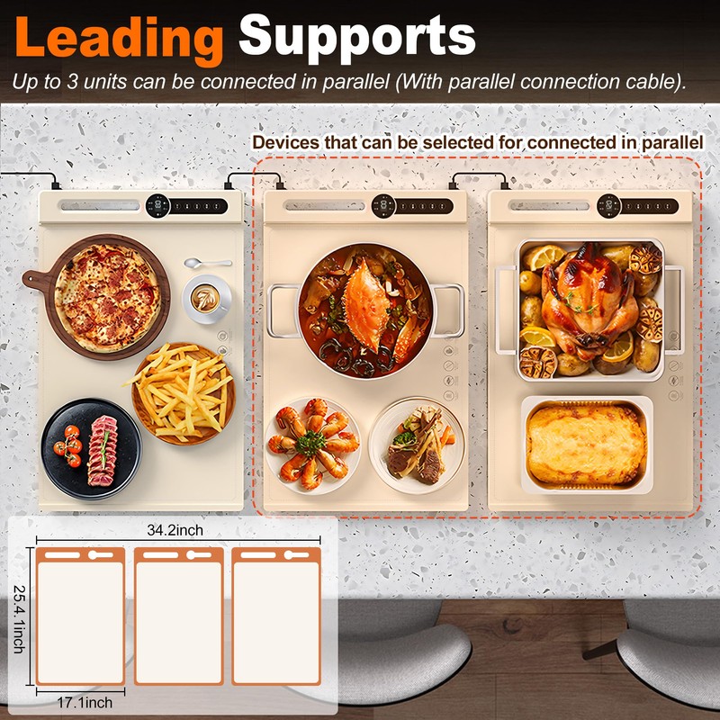 MUALIK Warming Mat for Food, Roll-UP Fast Heating Silicone with