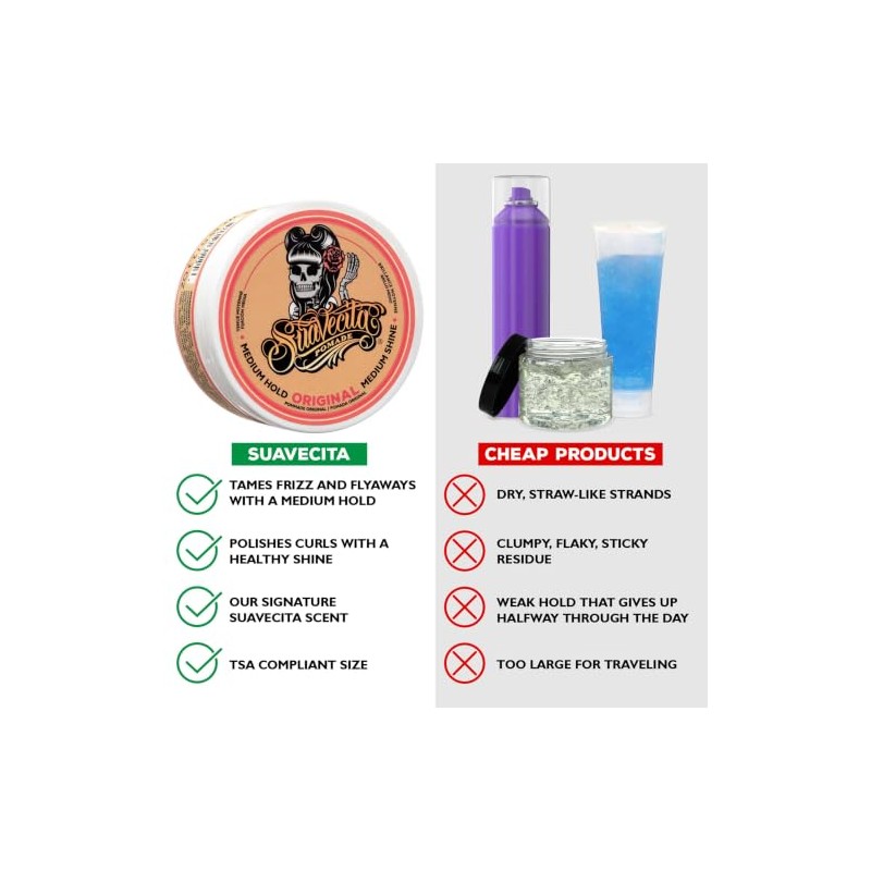 Suavecito Pomade Suavecita Cera para Mujer de Fijacion Media Brillo
