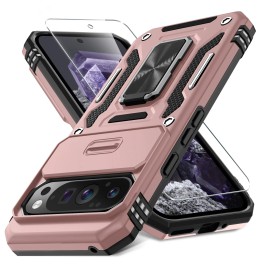 DEERLAMN Rose Gold Pixel 9 Pro XL Case Military Grade Shockproof with Sliding Camera C...