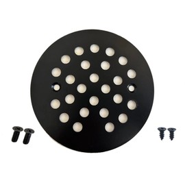 xumy 4-1/4Inch Round Shower Drain Cover Black Replacement Screw-in Shower Floor Drain Strainer Included 2 Sets of Screws. (Matte Black)