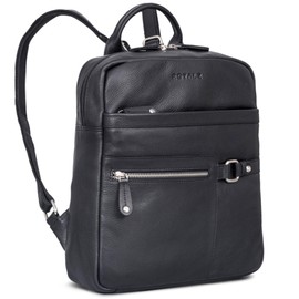 ROYALZ Arizona Stylish Genuine Leather Backpack Men and Women Medium Large – Ideal as a 11.6-13 Inch Laptop Backpack Leather Daypack City Backpack Modern, black