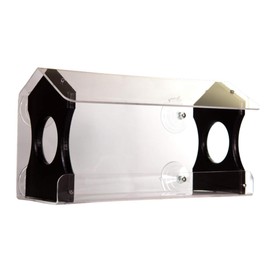 JCs Wildlife Diner 13 Window Bird Feeder - Easy to Clean and Fill - Holds 4 Cups of Seed - Mounts on Any Window - Clear Acrylic and Strong Suction Cups (Black)